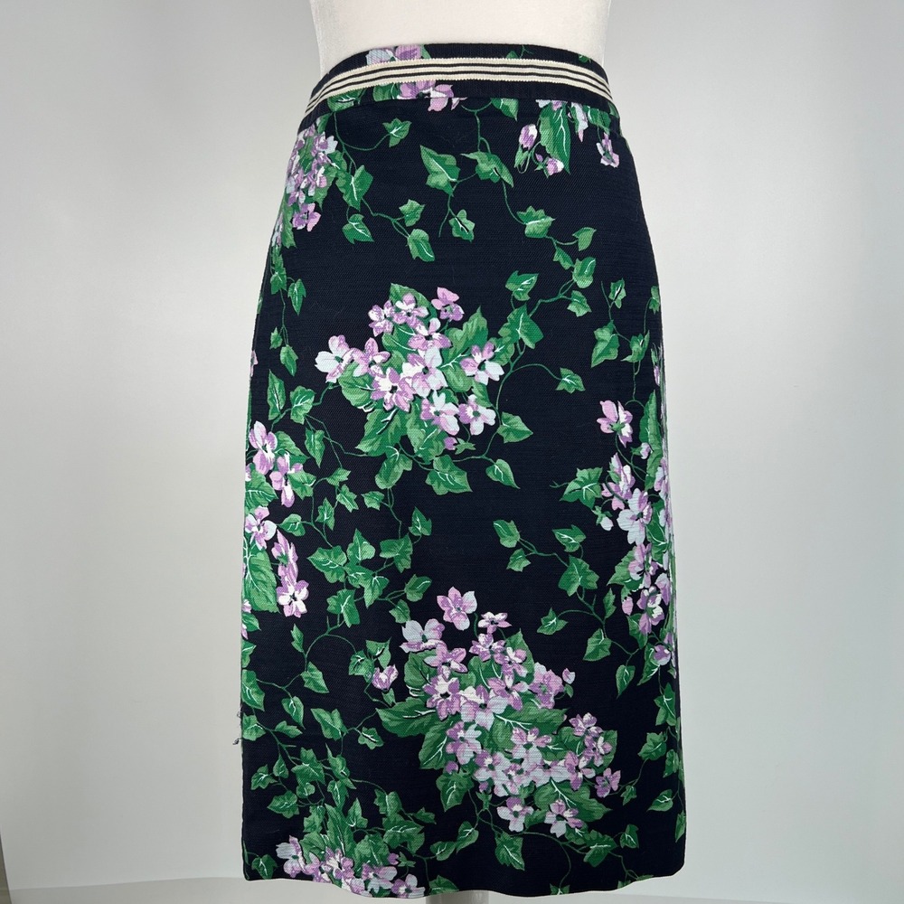 Talbots Oprah Magazine Collection Floral Pencil Skirt Navy Purple Size 8